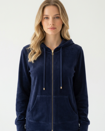 Ζακέτα Βελουτέ με κουκούλα  80%cotton 20% pes – 511604 - BLUE