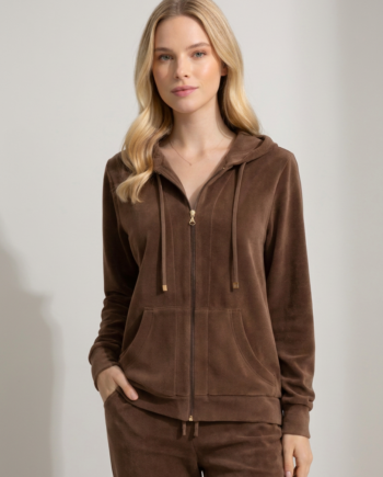 Ζακέτα Βελουτέ με κουκούλα  80%cotton 20% pes – 511604 - BROWN