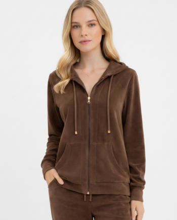 Ζακέτα Βελουτέ με κουκούλα  80%cotton 20% pes – 511604 - BROWN