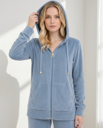 Ζακέτα Βελουτέ με κουκούλα  80%cotton 20% pes – 511604 - DENIM