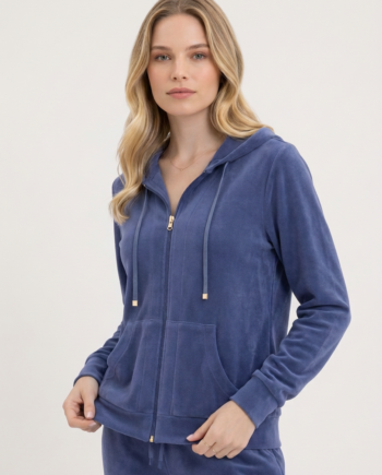 Ζακέτα Βελουτέ με κουκούλα  80%cotton 20% pes – 511604 - INDIGO