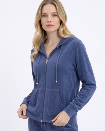 Ζακέτα Βελουτέ με κουκούλα  80%cotton 20% pes – 511604 - INDIGO