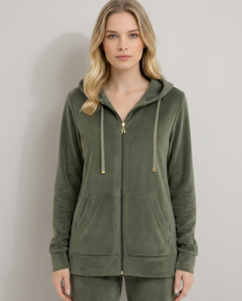 Ζακέτα Βελουτέ με κουκούλα  80%cotton 20% pes – 511604 - OLIVE