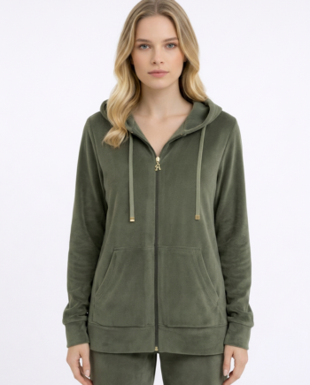 Ζακέτα Βελουτέ με κουκούλα  80%cotton 20% pes – 511604 - OLIVE