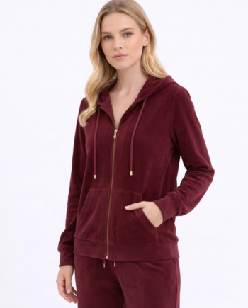 Ζακέτα Βελουτέ με κουκούλα  80%cotton 20% pes – 511604 - WINE