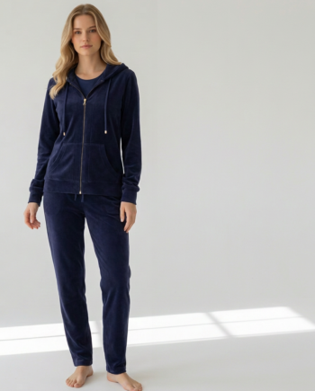 Ζακέτα Βελουτέ με κουκούλα και Στάμπα H 80%cotton 20% pes – 511606 - BLUE