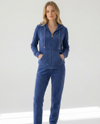 Ζακέτα Βελουτέ με κουκούλα και Στάμπα H 80%cotton 20% pes – 511606 - INDIGO