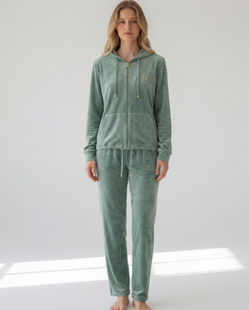 Σετ Soft Velour Φόρμα με Σούρα και παντελόνι με μια τσέπη πίσω 94%pes  6% el– 511609 - MINT