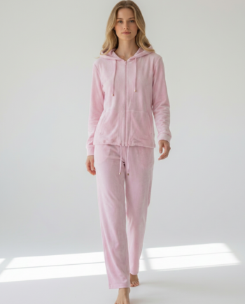 Σετ Soft Velour Φόρμα με Σούρα και παντελόνι με μια τσέπη πίσω 94%pes  6% el– 511609 - BABY PINK
