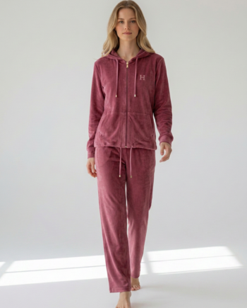 Σετ Soft Velour Φόρμα με Σούρα και παντελόνι με μια τσέπη πίσω 94%pes  6% el– 511609 - ROTTEN APPLE