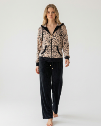 Σετ Soft Velour Φόρμα Black Leopard με παντελόνι με μια τσέπη πίσω 94%pes  6% el– 511610