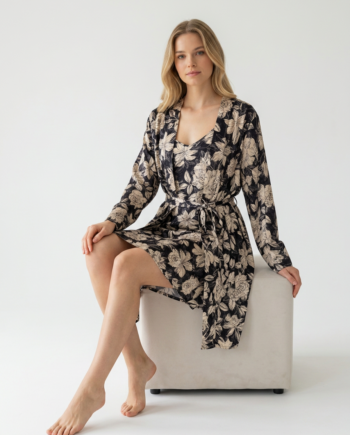 Σατέν Ρόμπα Peony 97% Pes - 3% el – 611507 - BLUE