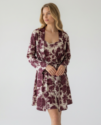Σατέν Ρόμπα Peony 97% Pes - 3% el – 611507 - BURGUNDY
