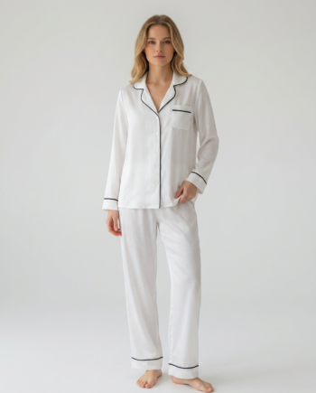Σατέν Πιτζάμα Σακάκι Μονόχρωμη  100%pes–  611509 - OFF WHITE