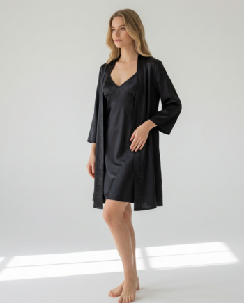 Σατέν Ρόμπα Μονόχρωμη 100% pes– 611511 - BLACK