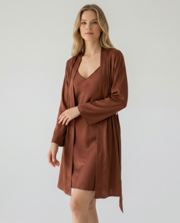 Σατέν Ρόμπα Μονόχρωμη 100% pes– 611511 - BROWN