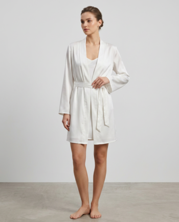 Σατέν Ρόμπα Μονόχρωμη 100% pes– 611511 - OFF WHITE
