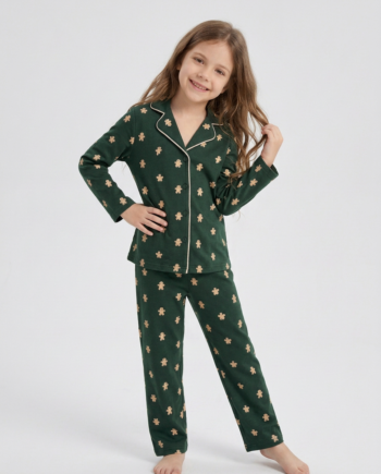 Εφηβική Πιτζάμα Σακάκι Cookies 100%cotton  – 711402 - GREEN