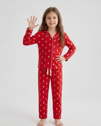Εφηβική Πιτζάμα Σακάκι Cookies 100%cotton  – 711402 - RED