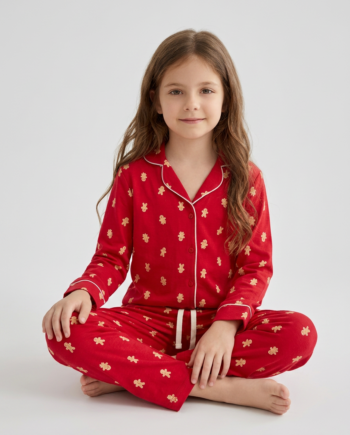 Εφηβική Πιτζάμα Σακάκι Cookies 100%cotton  – 711402 - RED