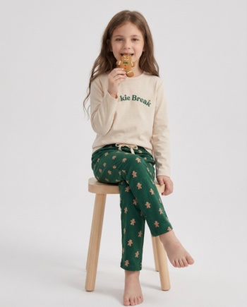 Εφηβική Πιτζάμα  με Στάμπα Cookies 100%cotton  –  711404 - BEIGE/GREEN