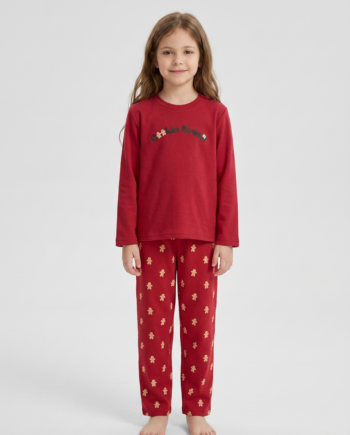 Εφηβική Πιτζάμα  με Στάμπα Cookies 100%cotton  –  711404 - RED/RED