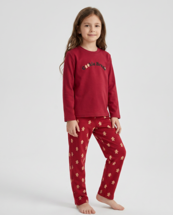 Εφηβική Πιτζάμα  με Στάμπα Cookies 100%cotton  –  711404 - RED/RED