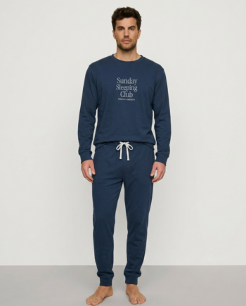 Ανδρική Πιτζάμα Sunday 100% cotton -811309 - PETROL