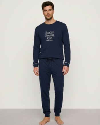 Ανδρική Πιτζάμα Sunday 100% cotton -811309 - BLUE