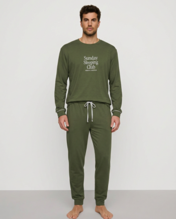 Ανδρική Πιτζάμα Sunday 100% cotton -811309 - OLIVE