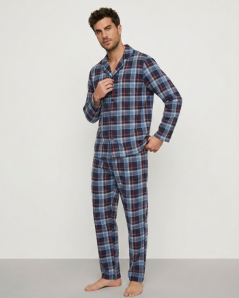 Ανδρική Πιτζάμα Σακάκι καρώ 100% cotton – 811310