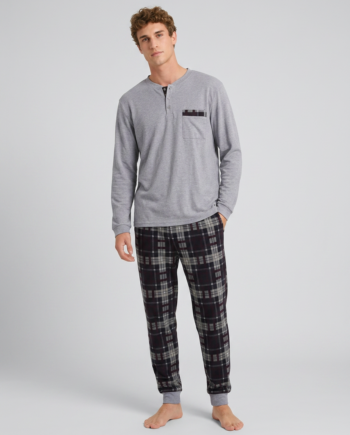 Ανδρική Πιτζάμα με πατιλέτα 100% cotton – 811314 - GREY