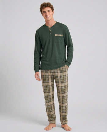 Ανδρική Πιτζάμα με πατιλέτα 100% cotton – 811317 - OLIVE