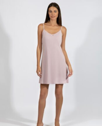 Νυχτικό Rib με Ράντα cotton modal - 310817 lavender
