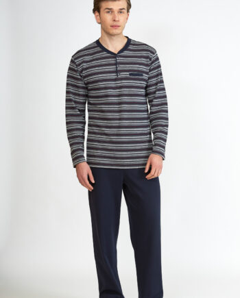 Ανδρική Πιτζάμα Ζακάρ πατιλέτα 65% pes 35% cotton – 807301 blue